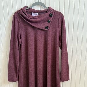 French Grey Burgundy Sweater Dress